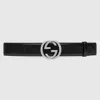 Gucci Belt With Interlocking G Buckle In Black