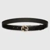 Gucci Interlocking G Buckle Leather Belt In Black