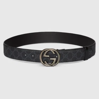 Gucci Belt With Interlocking G Buckle In Black