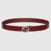 Gucci Belt With Interlocking G Buckle In Bordeaux