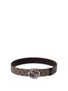 Gucci Reversible Belt Featuring Monogram Pattern In Brown