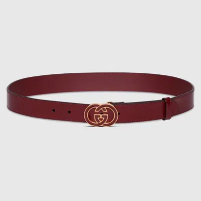 Gucci Belt With Interlocking G Buckle In Burgundy