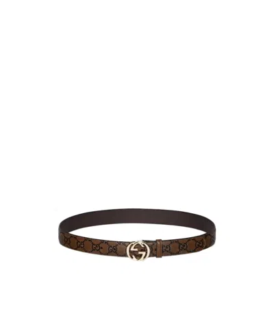 Gucci Belt With Interlocking G Buckle In Brown
