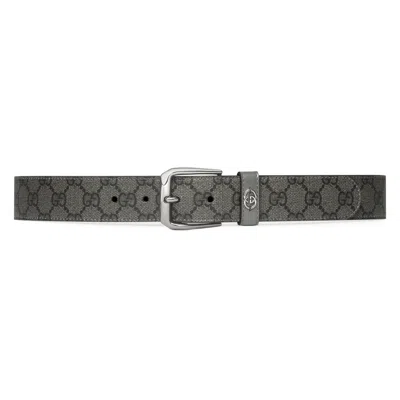 Gucci Belt With Interlocking G Detail In Grey