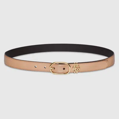 Gucci Belt With Oval Buckle In Sand