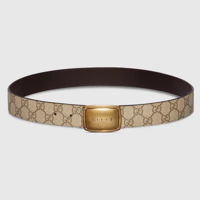 Gucci Belt With Plaque Buckle In Brown