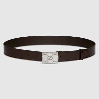 Gucci Belt With Rectangular Buckle In Brown