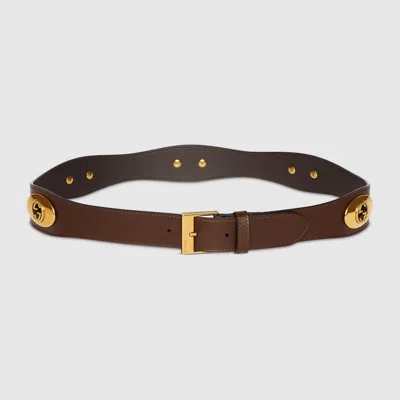 Gucci Belt With Square Buckle In Brown