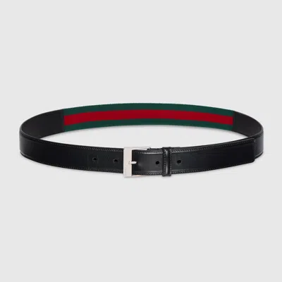 Gucci Belt With Squared Buckle In Black
