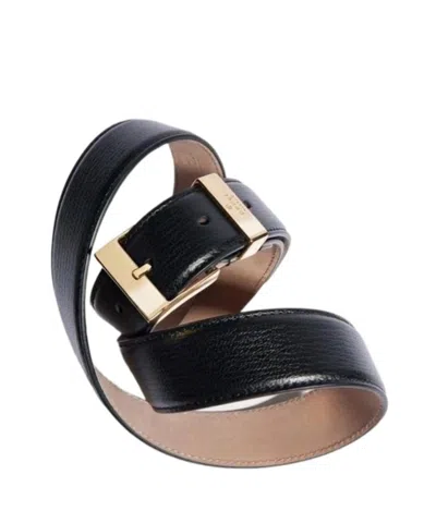 Gucci Belt With Squared Buckle In Black