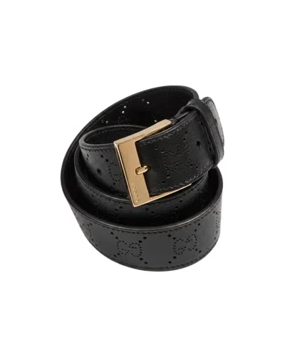Gucci Belt With Squared Buckle In Black