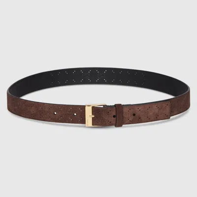 Gucci Belt With Squared Buckle In Brown