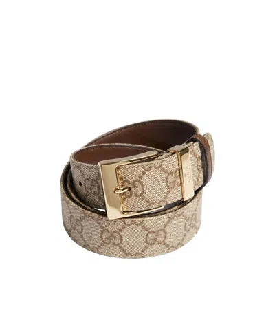 Gucci Belt With Squared Buckle In Neutral