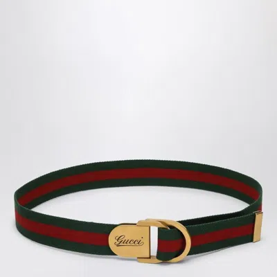 Gucci Belt With Web Motif And Logo Buckle