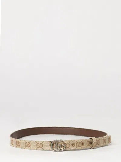 Gucci Beige Gg Logo Buckle Belt In Multi
