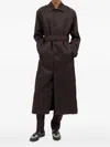 Gucci Belted Buttoned Coat In Brown