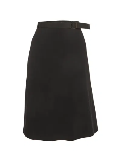 Pre-owned Gucci Belted Crepe Mini Skirt In Black