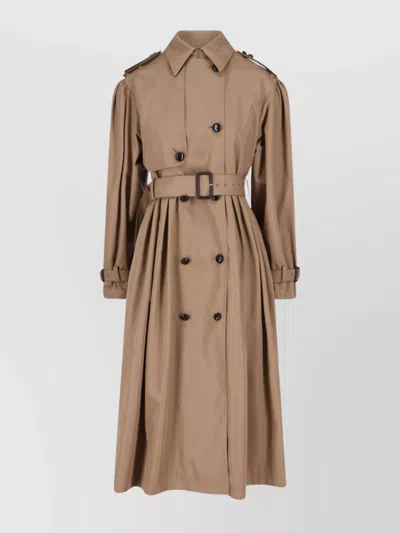 Gucci Belted Double-breasted Jacket With Epaulettes And Storm Flap In Brown