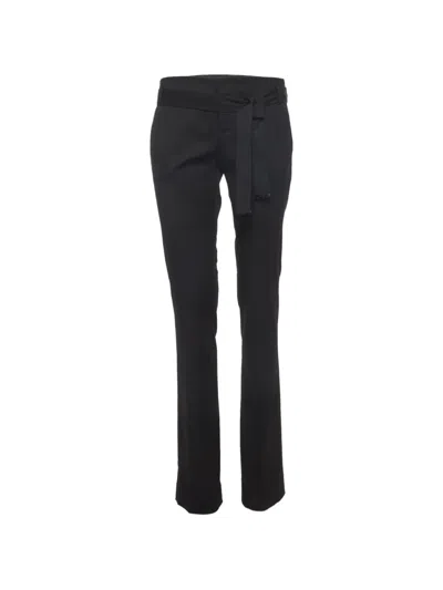 Pre-owned Gucci Belted Gabardine Trousers In Black