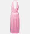 Gucci Halter Neck Midi Dress With Belt Detail In Pink