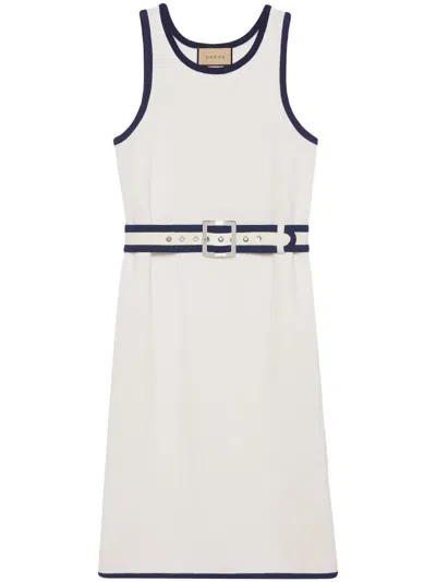 Gucci Belted Midi Dress In Weiss