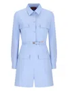 Gucci Cotton Jumpsuit With Pockets In Blue