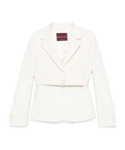 Gucci Belted Suit Coat In White