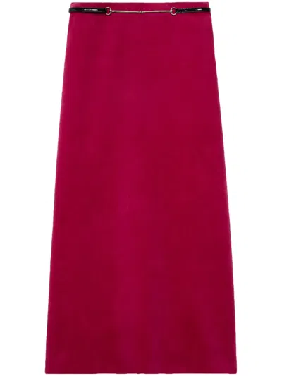 Gucci Fuchsia Velvet Skirt In Red