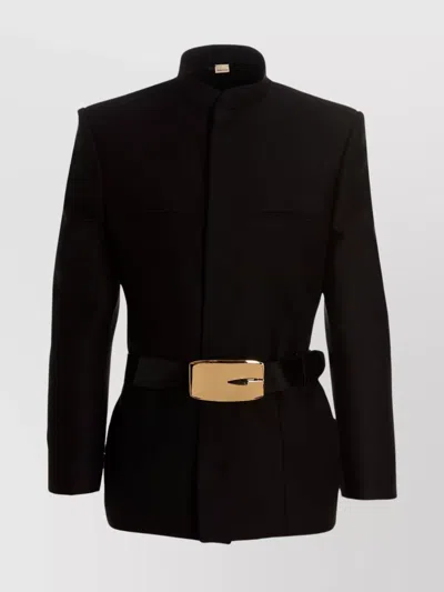 Gucci Men Mandarin Collar Blazer Jacket In Black