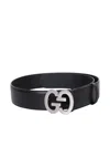 Gucci Men Leather Belt In Black