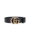 Gucci Black Reversible Belt With Buckle With Double G Logo In Leather Man In Black