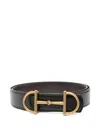 Gucci Men Black Reversible Belt With Horsebit On The Front In Leather Man In Black