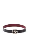 Gucci Reversible Textured Belt Adjustable Length In Black