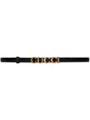 Gucci Logo Lettering Plaque Thin Belt In Black