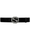 Gucci Interlocking G Leather Belt In Black