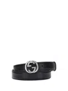 Gucci Leather Belt Adjustable Silver-tone Buckle In Black