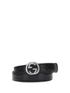 Gucci Leather Belt Adjustable Silver-tone Buckle In Black