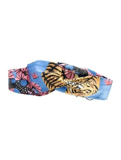 Pre-owned Gucci Bengal Flower Headband W/tags In Blue