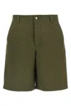 Gucci Olive Green Cotton Blend Bermuda Shorts In Green