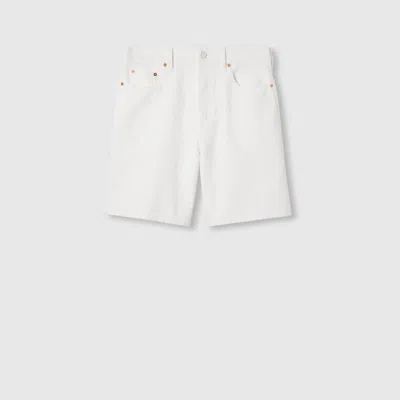 Gucci Gg Jacquard Denim Shorts In White
