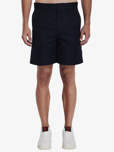 Gucci Bermuda In Doppio Twill Di Cotone In Blue