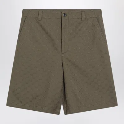 Gucci Forest Green Bermuda Shorts In Gg Fabric