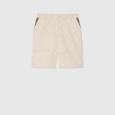 Gucci Gg Cotton Jacquard Bermuda Shorts In White