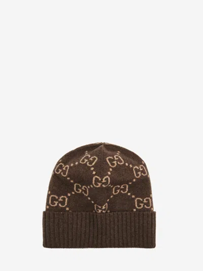 Gucci Gg Beanie In Cashmere In Brown