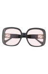 Gucci Best 57mm Square Sunglasses In Black Black Pink