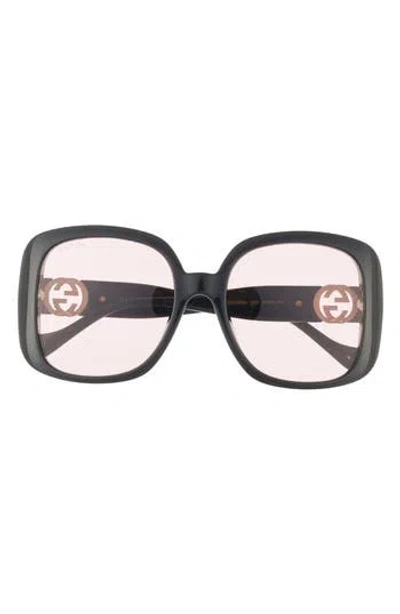 Gucci Best 57mm Square Sunglasses In Black Black Pink