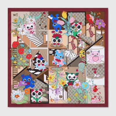 Gucci Besties Printed Silk Twill Carré In Multi