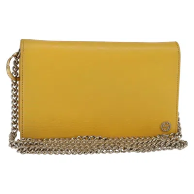 Pre-owned Gucci Betty Chain Wallet Leather Yellow Leather Clutche & Pouche Bag ()