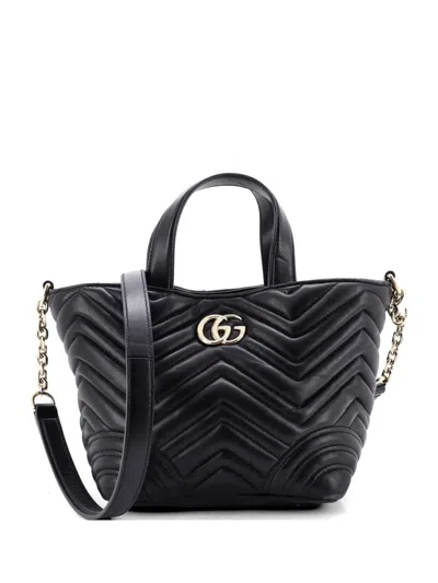 Pre-owned Gucci Betty Convertible Matelasse Leather Small Tote Bag In Black
