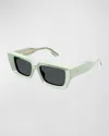 Gucci Beveled Acetate Rectangle Sunglasses In Green